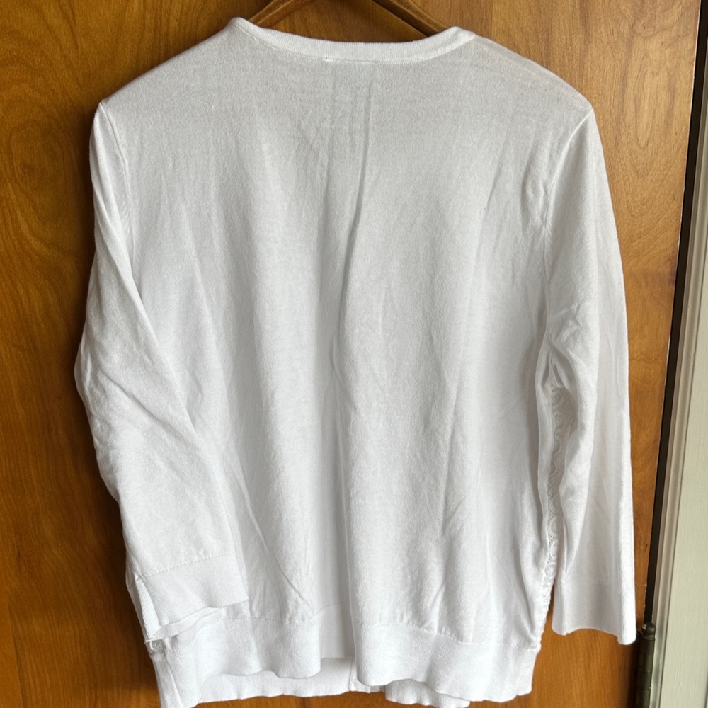 Ann Taylor White Lace-Pattern Button-Front Cardig… - image 3